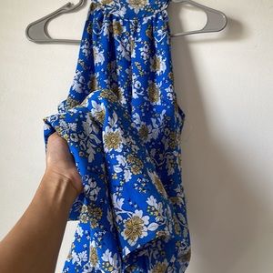 J. Crew Factory Women's Floral Ruffle Tie-Neck Sleeveless Top